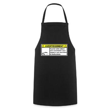 Warning - Cooking Apron - black - Front - AI Model Male 185 dark (185cm)