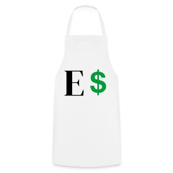 Buchstabe E Dollar - Kochschürze - Weiß - Vorne - AI Model Male 185 dark (185cm)