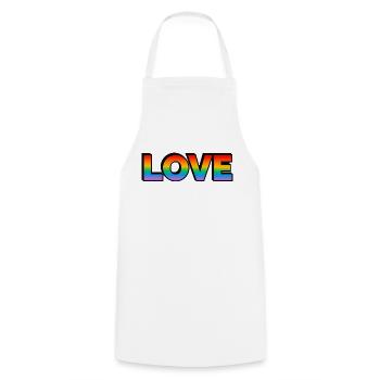 LOVE LGBT Pride Month rainbow text - Cooking Apron - white - Front - AI Model Male 185 dark (185cm)