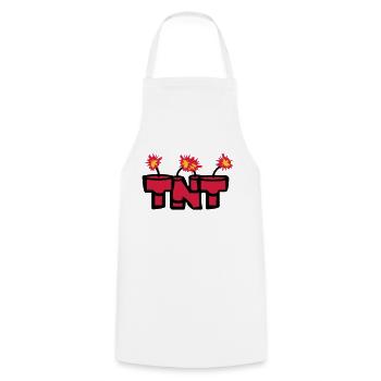 angezuendet text rod boom fire hot tnt dyna - Cooking Apron - white - Front - AI Model Male 185 dark (185cm)