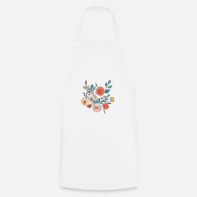 Flowers - Cooking Apron - white
