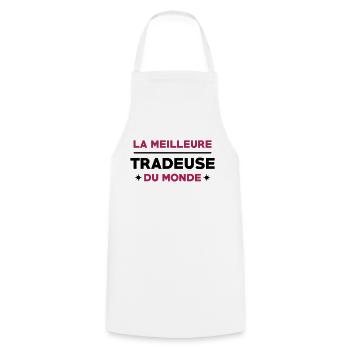 Trader / Tradeuse / Trading / Financier / Banque - Tablier de cuisine - blanc - Devant - AI Model Male 185 dark (185cm)