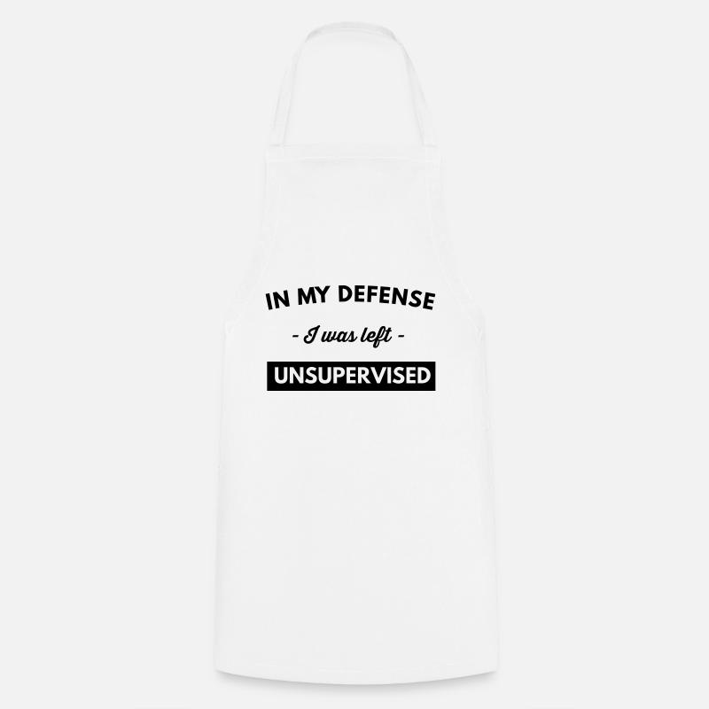 In My Defense I Was Left Unsupervised - Cooking Apron - white