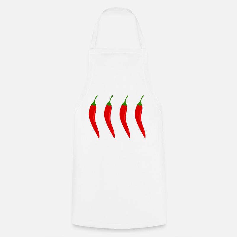 quatre piments rouges d'affilée - Tablier de cuisine - blanc