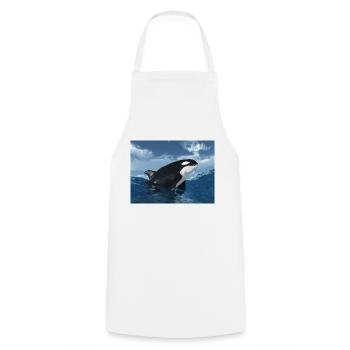 A killer whale jumps out of the water - Cooking Apron - white - Front - AI Model Male 185 dark (185cm)