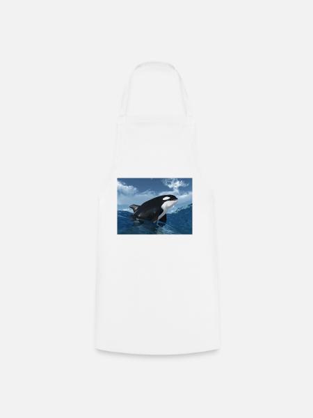 A killer whale jumps out of the water - Cooking Apron - white
