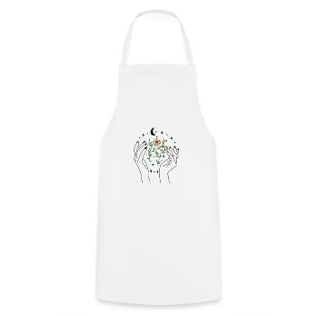 Notre terre, la nature, les fleurs, la lune et les étoiles - Tablier de cuisine - blanc - Devant - AI Model Male 185 dark (185cm)