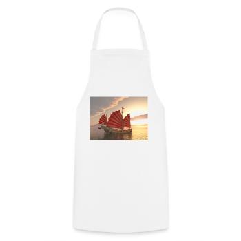La junk chinoise au coucher du soleil - Tablier de cuisine - blanc - Devant - AI Model Male 185 dark (185cm)