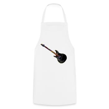 Gitarre - Kochschürze - Weiß - Vorne - AI Model Male 185 dark (185cm)