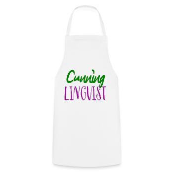 Cunning linguist: a cheeky lesbian wordplay joke - Cooking Apron - white - Front - AI Model Male 185 dark (185cm)