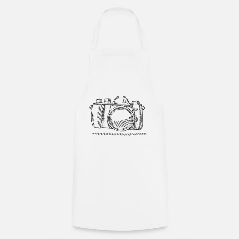 Camera Camera Black and White Drawing - Cooking Apron - white