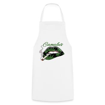 funny mouth, CanabisLips - Cooking Apron - white - Front - AI Model Male 185 dark (185cm)