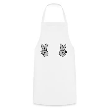 2 Peace Hände - Kochschürze - Weiß - Vorne - AI Model Male 185 dark (185cm)