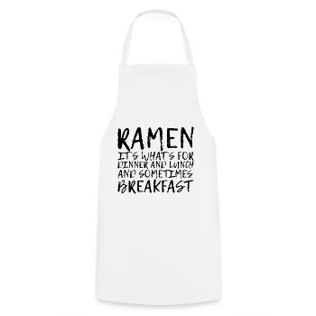 Ramen, pour le dîner et le déjeuner et le petit-déjeuner 4 - Tablier de cuisine - blanc - Devant - AI Model Male 185 dark (185cm)