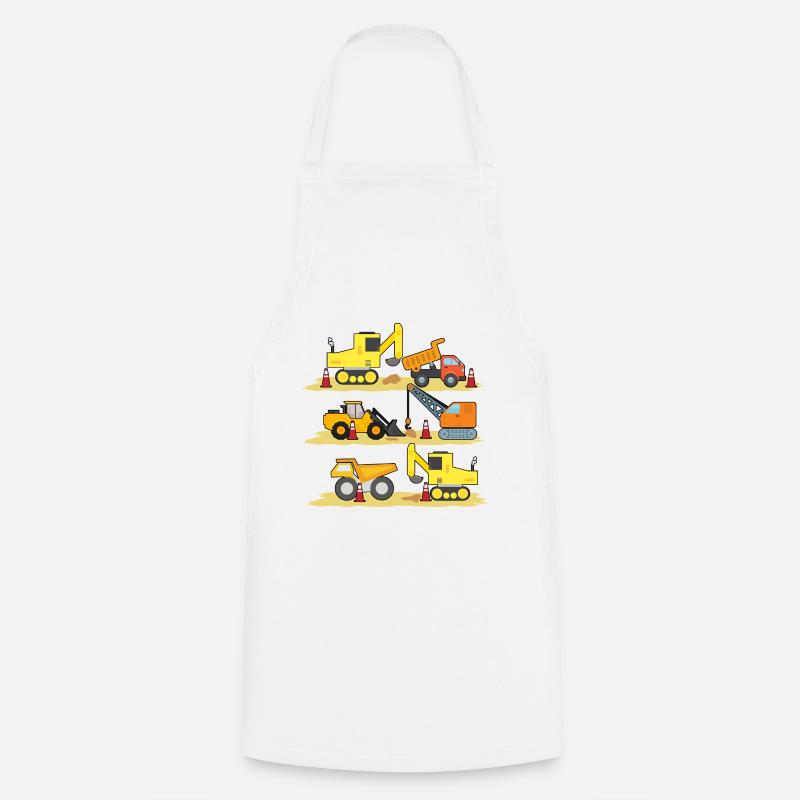 Excavatrice Chantier de construction Ouvrier de construction Camion de construction I Cadeau - Tablier de cuisine - blanc