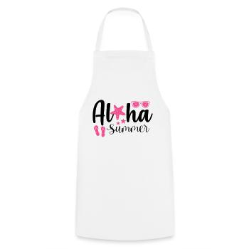 Aloha Summer - Cooking Apron - white - Front - AI Model Male 185 dark (185cm)