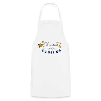 Il m'aime - Tablier de cuisine - blanc - Devant - AI Model Male 185 dark (185cm)