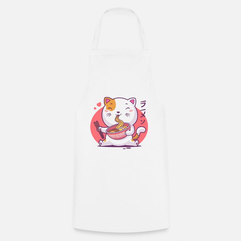 cat ramen - Cooking Apron - white