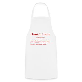 Hausmeister Definition - Kochschürze - Weiß - Vorne - AI Model Male 185 dark (185cm)