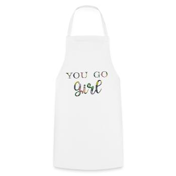 yu go girl power frauen mädchen feminismus zitate frau - Kochschürze - Weiß - Vorne - AI Model Male 185 dark (185cm)