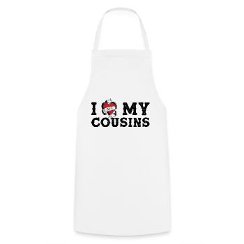 J’aime mes cousins, je coeur mes cousins vintage - Tablier de cuisine - blanc - Devant - AI Model Male 185 dark (185cm)