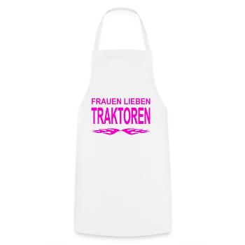 Traktor - Kochschürze - Weiß - Vorne - AI Model Male 185 dark (185cm)