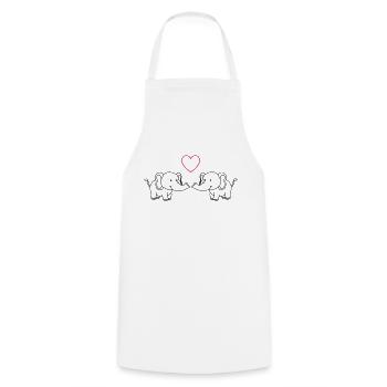 Éléphants amoureux - Tablier de cuisine - blanc - Devant - AI Model Male 185 dark (185cm)