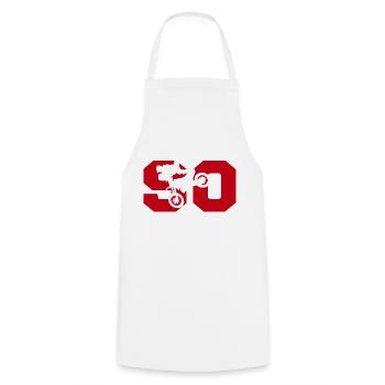 Moto 90 motard - Cooking Apron - white - Front - AI Model Male 185 dark (185cm)