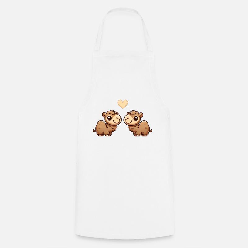 Camel Cartoon Love - Cooking Apron - white