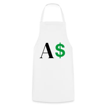 Dollar-Buchstabe - Kochschürze - Weiß - Vorne - AI Model Male 185 dark (185cm)