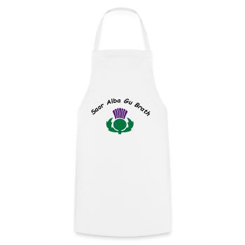 Saor Alba Gu Brath - Free Scotland Forever - Cooking Apron - white - Front - AI Model Male 185 dark (185cm)