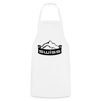 Swiss Mountain Banner Logo - Tablier de cuisine - blanc - Devant - AI Model Male 185 dark (185cm)
