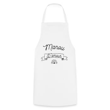 Manou d'amour, j'aime ma manou - Tablier de cuisine - blanc - Devant - AI Model Male 185 dark (185cm)