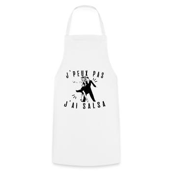 J peux pas j ai Salsa idée cadeau t-shirt - Tablier de cuisine - blanc - Devant - AI Model Male 185 dark (185cm)