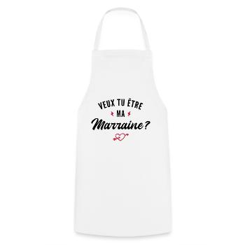 veux tu être ma marraine - Tablier de cuisine - blanc - Devant - AI Model Male 185 dark (185cm)