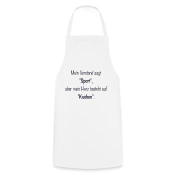 Lustiges Design / Lustiger Spruch / Sport & Kuchen - Kochschürze - Weiß - Vorne - AI Model Male 185 dark (185cm)