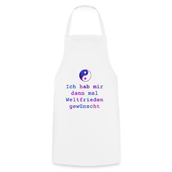 Ich habe mir dann mal Weltfrieden gewünscht - bunt - Kochschürze - Weiß - Vorne - AI Model Male 185 dark (185cm)