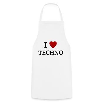 I Love Techno - Ich liebe Technomusik - Kochschürze - Weiß - Vorne - AI Model Male 185 dark (185cm)