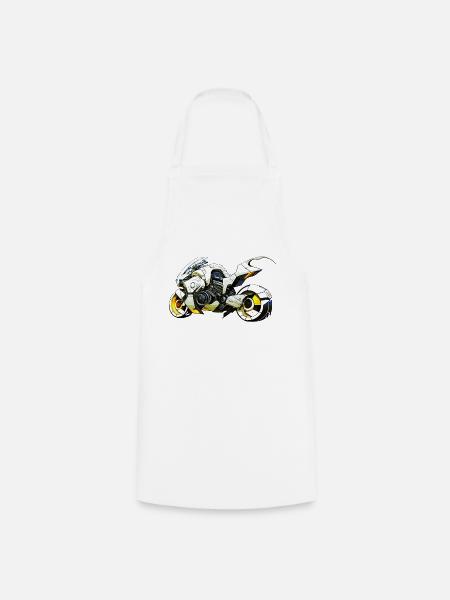 Motorrad als Rennmaschine im Zukunftsszenario - Kochschürze - Weiß