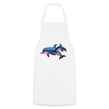 Two Dolphins, One Heart (Dreamy Animals) - Cooking Apron - white - Front - AI Model Male 185 dark (185cm)