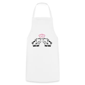 vaches amoureuses - Tablier de cuisine - blanc - Devant - AI Model Male 185 dark (185cm)