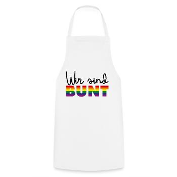 Wir sind bunt LGBTQIA+ Liebe Regenbogen Diversität - Kochschürze - Weiß - Vorne - AI Model Male 185 dark (185cm)