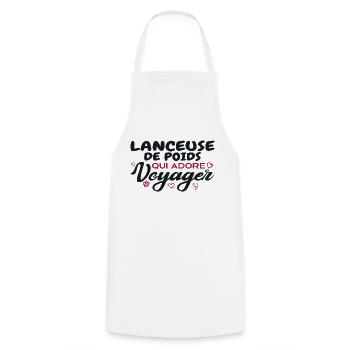 Lanceuse de poids globe-trotteuse passionnée de vo - Tablier de cuisine - blanc - Devant - AI Model Male 185 dark (185cm)