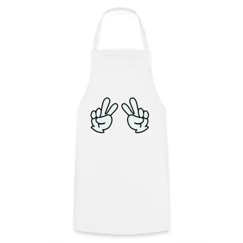 peace hand 2 - Kochschürze - Weiß - Vorne - AI Model Male 185 dark (185cm)