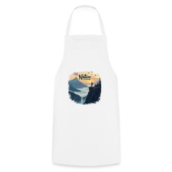 Nature is my Therapy - Hiking in the mountains - Cooking Apron - white - Front - AI Model Male 185 dark (185cm)