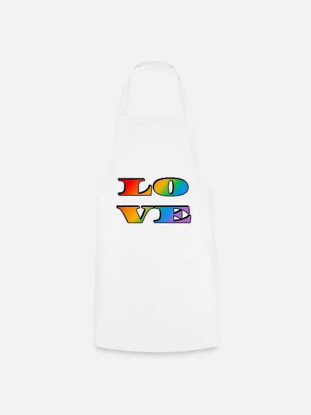 Retro Regenbogen Liebe - Kochschürze - Weiß