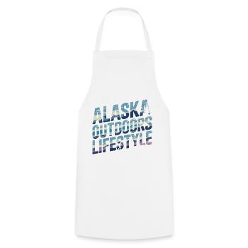 Alaska Outdoors Lifestyle für einen Wanderer und - Kochschürze - Weiß - Vorne - AI Model Male 185 dark (185cm)
