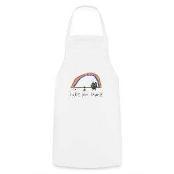 kinderzeichnung lasse dir zeit Thymian Regenbogen - Kochschürze - Weiß - Vorne - AI Model Male 185 dark (185cm)