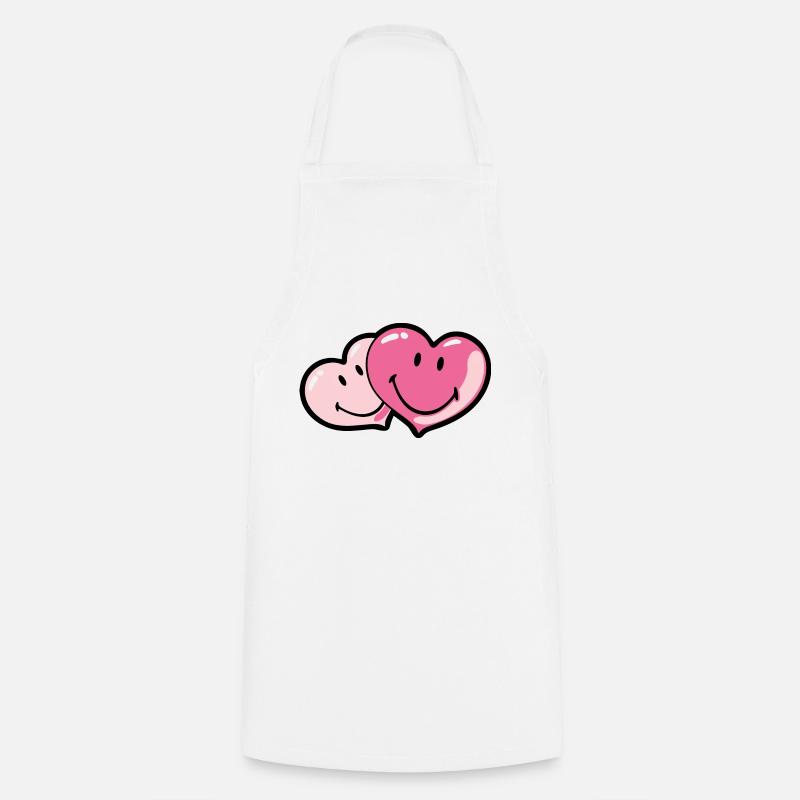 Smiley Two Hearts - Tablier de cuisine - blanc