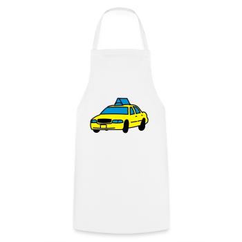 Taxi - Kochschürze - Weiß - Vorne - AI Model Male 185 dark (185cm)